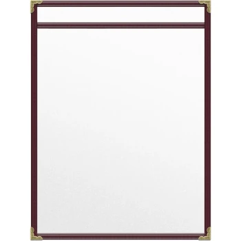 H. Risch, Inc. TES Deluxe Sewn 8 1/2" x 11" Maroon 2 View Vinyl Menu Cover with Gold Decorative Corners and Matte Finish