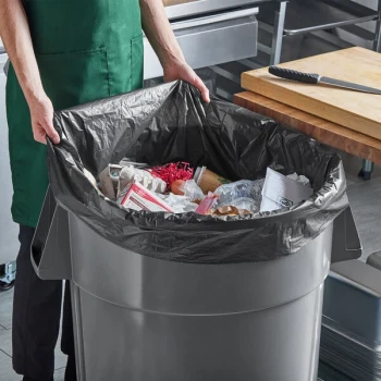 EcoStrong Plus PCRL4347SHK 56 Gallon 1.35 Mil 43" x 47" Linear Low-Density Medium-Duty Black Can Liner / Trash Bag - 100/Case