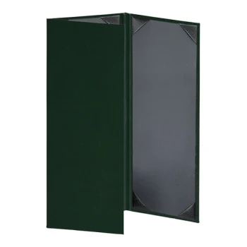 H. Risch, Inc. Oakmont 4 1/4" x 11" Green 3-Panel Menu Cover with Album Style Corners