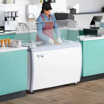 Avantco ADC-GEL-9C 49" Customizable Nine Pan Gelato Dipping Cabinet with Curved Sneeze Guard and Pans