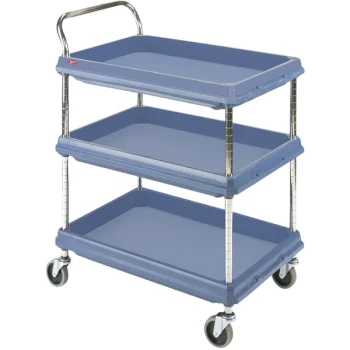 Metro BC2636-3DMB Slate Blue Utility Cart with Three Deep Ledge Shelves and Microban® Protection - 27" x 40"