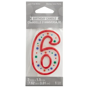Creative Converting 104565 3" Polka Dot "6" Candle