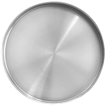 Front of the House Soho 11" Brushed Stainless Steel Round Plate with Raised Rim - 6/Case