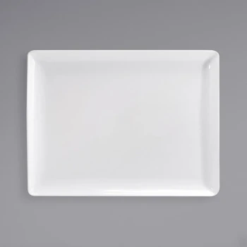 Front of the House Mod 17" x 13" Bright White Rectangular Porcelain Platter - 2/Case