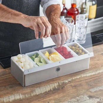 American Metalcraft CD5 5-Compartment Satin Finish Stainless Steel Condiment Bar