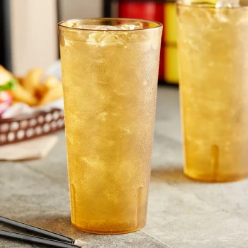 Choice 24 oz. Amber Plastic Pebbled Tumbler - 12/Pack