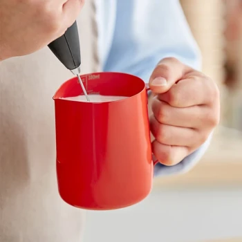 Acopa 12 oz. Red Frothing Pitcher with Measuring Lines