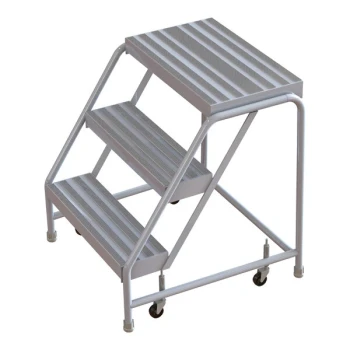 Tri-Arc 3-Step Aluminum Mobile Step Stool with Ribbed Tread, 24" Wide Steps, and 14" Deep Top Step WLAR003244 - 350 lb. Capacity