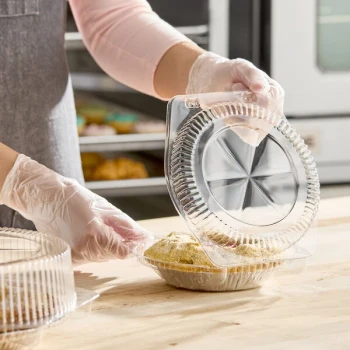 Inline Plastics SureLock 6" Clear Plastic Hinged Pie Container with Low Dome Lid - 300/Case