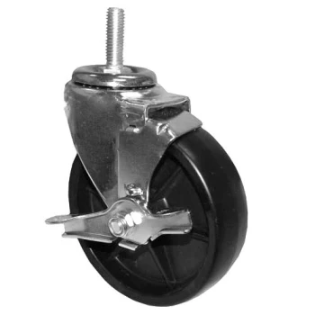 AllPoints 263269 5" Swivel Threaded Stem Caster with Brake - 1/2"-13 x 1 1/2" Stem, 260 lb. Capacity