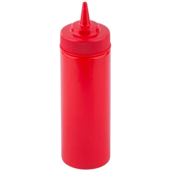 TableCraft 11253K 12 oz. Red WideMouth™ Cone Tip Squeeze Bottle with 53 mm Opening - 12/Pack
