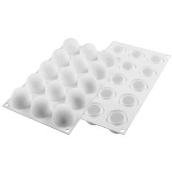 Silikomart CURVETRUFFLE 40 15 Compartment Micro Silicone Baking Mold with Border - 1 5/8 inch x 1 5/8 inch x 1 3/8 inch Cavities