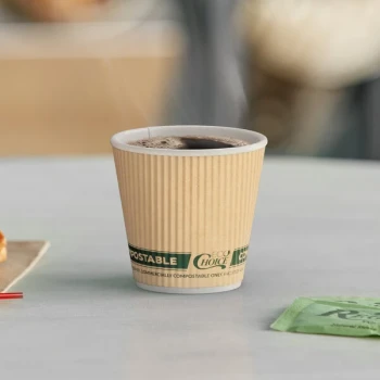 EcoChoice 4 oz. Double Wall Ripple Kraft Compostable Paper Hot Cup - 500/Case
