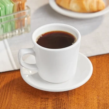 Acopa 7 oz. Customizable Bright White Rolled Edge Stoneware Tall Cup - 36/Case