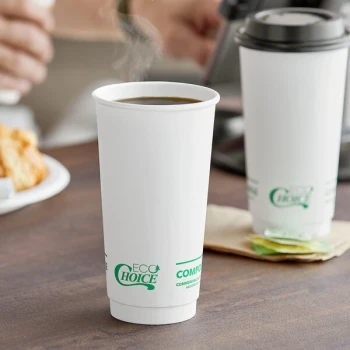 EcoChoice 20 oz. Smooth Double Wall White Compostable Paper Hot Cup - 500/Case