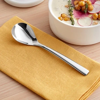 Acopa Lore 6 1/2" 18/8 Stainless Steel Extra Heavy Weight Bouillon Spoon - 12/Case