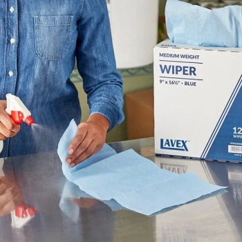 Lavex 9" x 16 1/2" Blue Medium Weight Industrial Wiper with Pop-Up Box - 1,260/Case