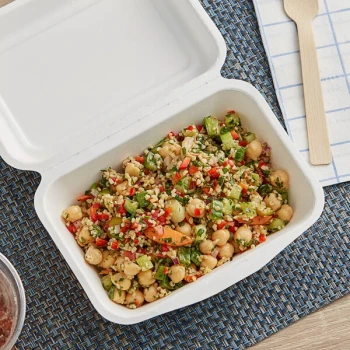 EcoChoice 7" x 5" x 2 1/2" Compostable White Plant Fiber Take-Out Container - 125/Pack