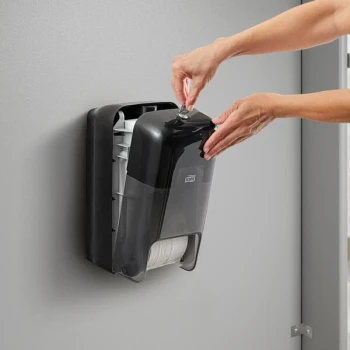 Tork OptiServe 473528 Coreless Black Double Roll Toilet Tissue Dispenser T7 / T5