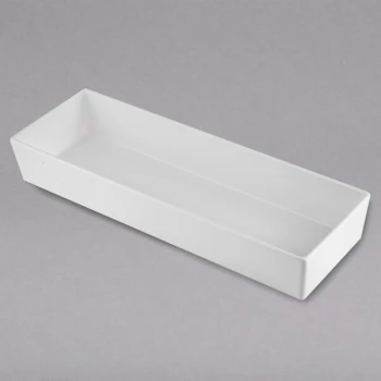 TableCraft CW5008W Simple Solutions 1/2 Size Long White Cast Aluminum Straight Sided Bowl - 3" Deep