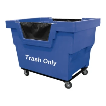 Royal Basket Trucks Blue Mail Truck with "Trash Only" Decal and 4 Swivel Casters R23-BLX-TMA-4UNN
