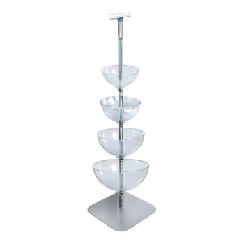 Azar Displays 10"-16" 4-Tier Cascading Clear Polycarbonate Bowl Floor Display 750040