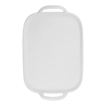 TableCraft 20 1/4" x 14 1/4" Rectangular Faux Cast Iron White Melamine Serving Tray - 6/Case