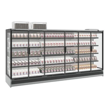 Infrico IAG-ML12DGUM1 49 3/16" Epoxy-Painted Steel Refrigerated Glass Door Merchandiser with Four Shelf Rows and LED Lighting