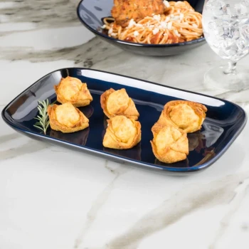 GET Cosmo 12" x 7 1/2" Blue Melamine Irregular Rectangular Platter - 12/Case
