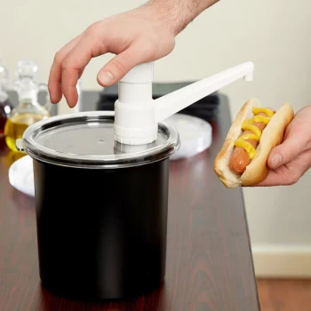Cambro 1.7 Qt. Black Insulated ColdFest Condiment Dispenser Kit with Fixed Nozzle Pump and Cover