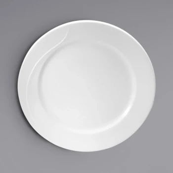 Oneida Eclipse by 1880 Hospitality F1100000145 9 3/4" Embossed Bone China Mid Rim Plate - 24/Case