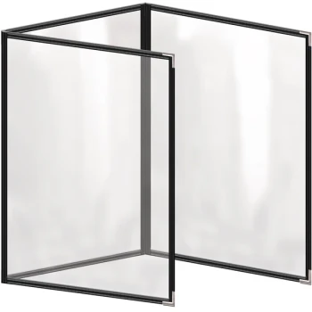 H. Risch, Inc. TET Deluxe Sewn 8 1/2" x 11" Black 6 View Foldout Vinyl Menu Cover With Silver Smooth Corners and Gloss Finish