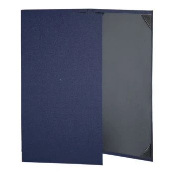 H. Risch, Inc. Linen 8 1/2" x 14" Customizable Royal 3-View Menu Cover with Album Style Corners - 25/Case