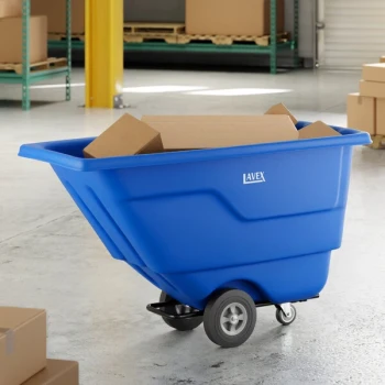 Lavex 0.5 Cubic Yard Blue Tilt Truck / Trash Cart (300 lb. Capacity)