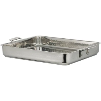 Bon Chef 60012CLDHF Cucina 5 Qt. Hammered Finish Stainless Steel Roasting Pan - 14 5/8" x 12" x 2 1/4"
