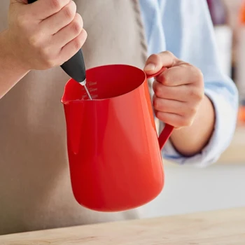 Acopa 33 oz. Red Frothing Pitcher with Measuring Lines