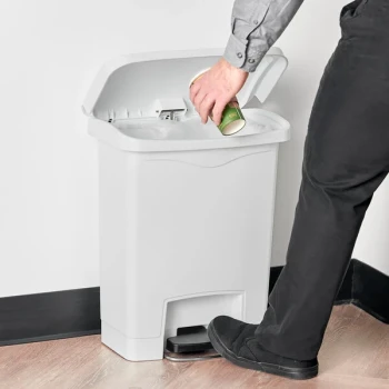 Rubbermaid® 1883555 Slim Jim Resin White Rectangular Front Step-On Trash Can - 32 Qt. / 8 Gallon
