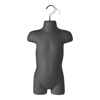Black Plastic Toddler 3/4 Body Half Form Mannequin with Hanging Hook