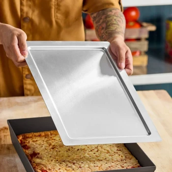 American Metalcraft 15 1/2" x 11 1/2" Rectangular Deep Dish Pizza Pan Separator / Lid DSP15