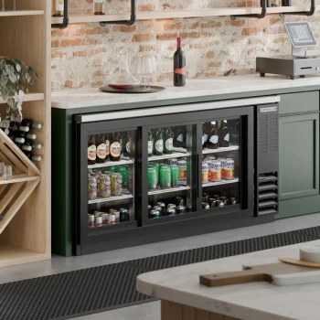Beverage-Air BB72HC-1-GS-PT-B-27 72" Black Counter Height Glass Door Pass Through Back Bar Refrigerator