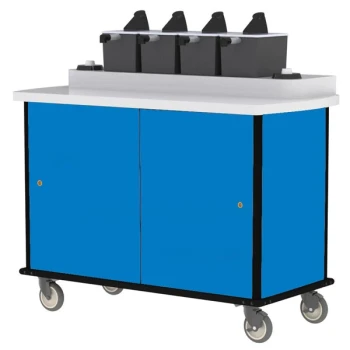 Lakeside 70410BL Royal Blue Condi-Express 4 Pump Condiment Cart with (2) Cup Dispensers