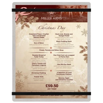Menu Solutions ALSIN811-RB Alumitique 8 1/2" x 11" Customizable Brushed Aluminum Menu Board with Black Bands