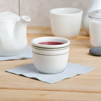 Tuxton TGB-045 Green Bay / 4.5 oz. Green Band China Chinese / Asian Sake Tea Cup - 36/Case