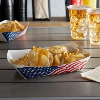 #500 5 lb. USA Flag Paper Food Tray - 500/Case