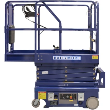 Ballymore DMSL-10 28" x 50" Battery-Powered Drivable Compact Scissor Lift with 22" Roll-Out Cantilevered Platform - 500 lb., 16' Working Height