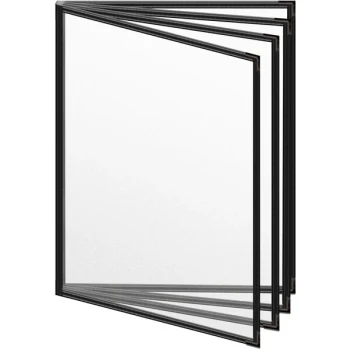H. Risch, Inc. TEDD Deluxe Sewn 8 1/2" x 11" Black 8 View Menu Cover with Black Smooth Corners and Matte Finish
