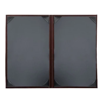 H. Risch, Inc. 8 1/2" x 14" Wine Tuxedo Leather Customizable 2 View Menu Cover with Picture Corners