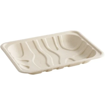 World Centric 9 1/4" x 7 1/4" x 1 1/4" Compostable Fiber Meat Tray - 450/Case