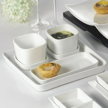 CAC F-ST9 White Fortune 9 1/2" Square Porcelain Tasting Tray - 24/Case