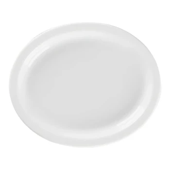 SVS 12" x 9 5/8" Ivory Narrow Rim Oval China Platter - 6/Case